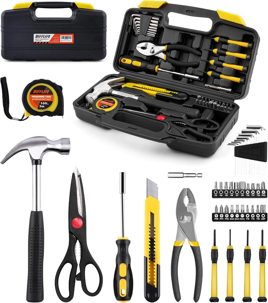 40-Piece Tool Set - General Household Hand Tool Kit with Plastic Toolbox Stor...