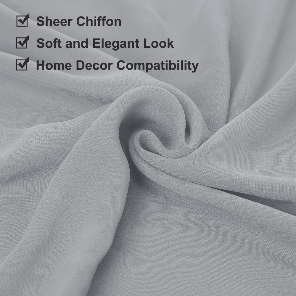 2 Pcs Grey Chiffon Table Runner 27.5" x 118" Romantic Table Runner