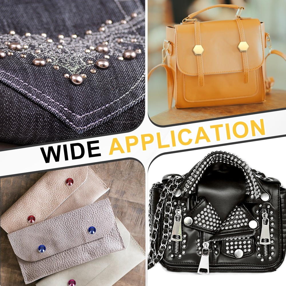 100pcs Crystal Rivets 8mm Rhinestone Stud with Tool, Silver Light Blue