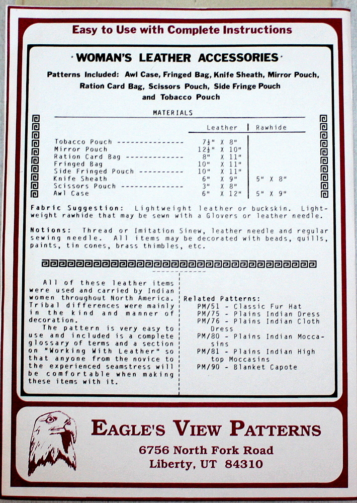 WOMANS LEATHER ACCESSORIES PATTERN by EAGLE VIEW
