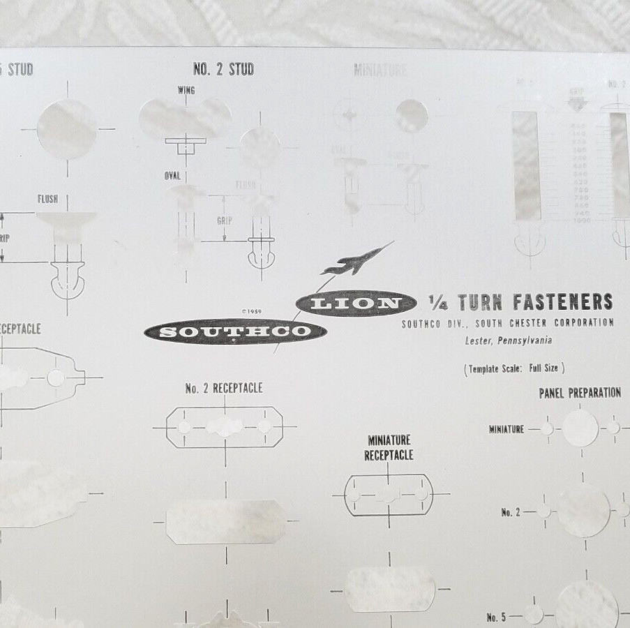 SOUTHCO LION TURN FASTENERS TEMPLATE ENGINEERING DRAFTING ARCHITECT TOOL GUIDE