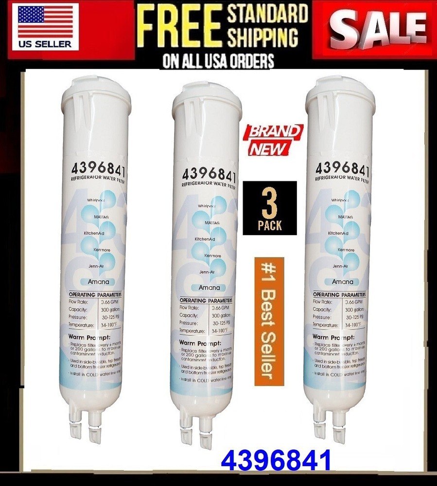 3 Pack Refrigerator Water Replacement Filter EDR3RXD1 9083 4396841 4396710