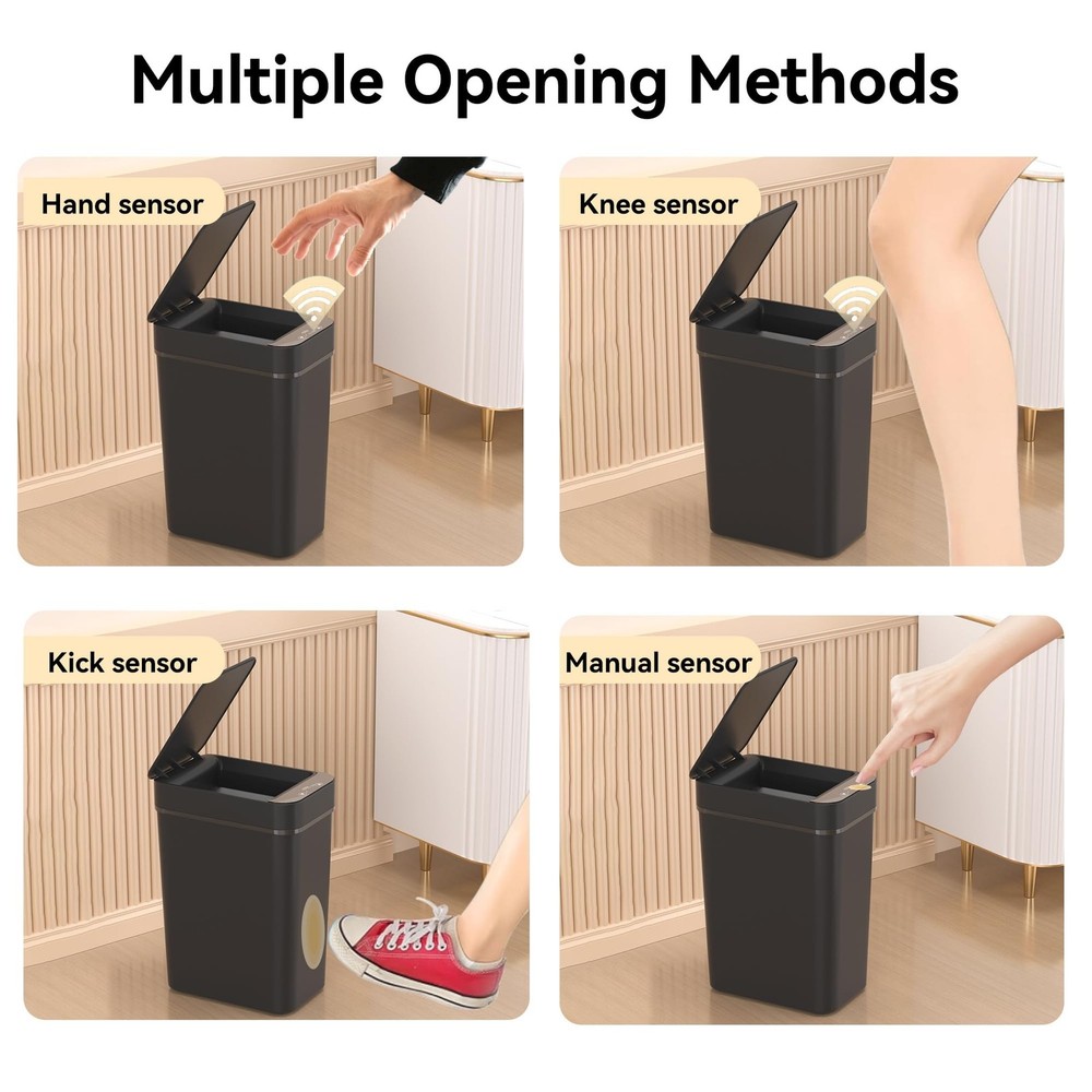 3 Pack Bathroom Trash Can 2.6 Gallon Small Touchless Automatic Motion Sensor ...
