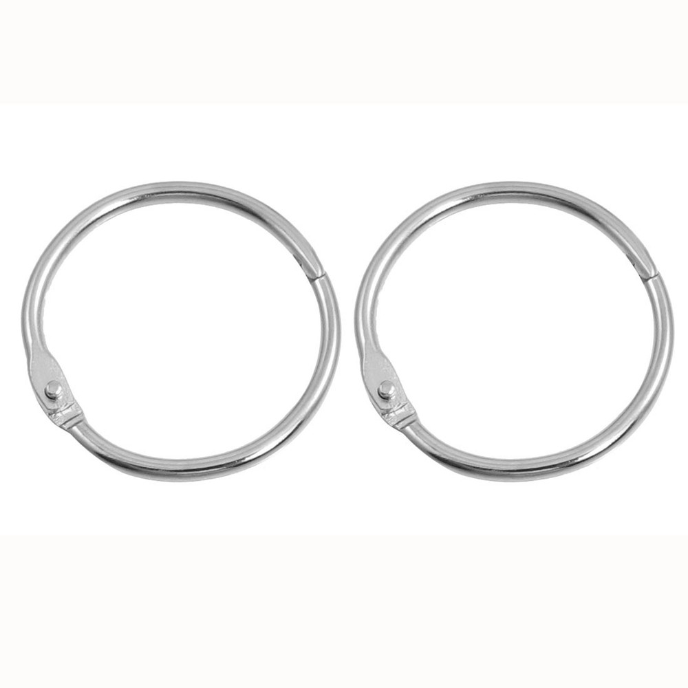 Notebook File Metal 0 Shape Loose Leaf Ring Silver Tone 38mm Outer Dia 5 Pcs