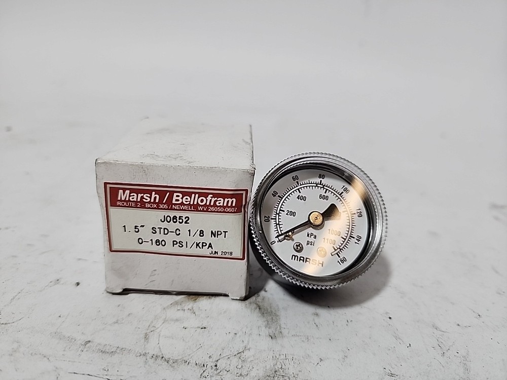 MARSH BELLOFRAM J0652 GAUGE 0-160PSI