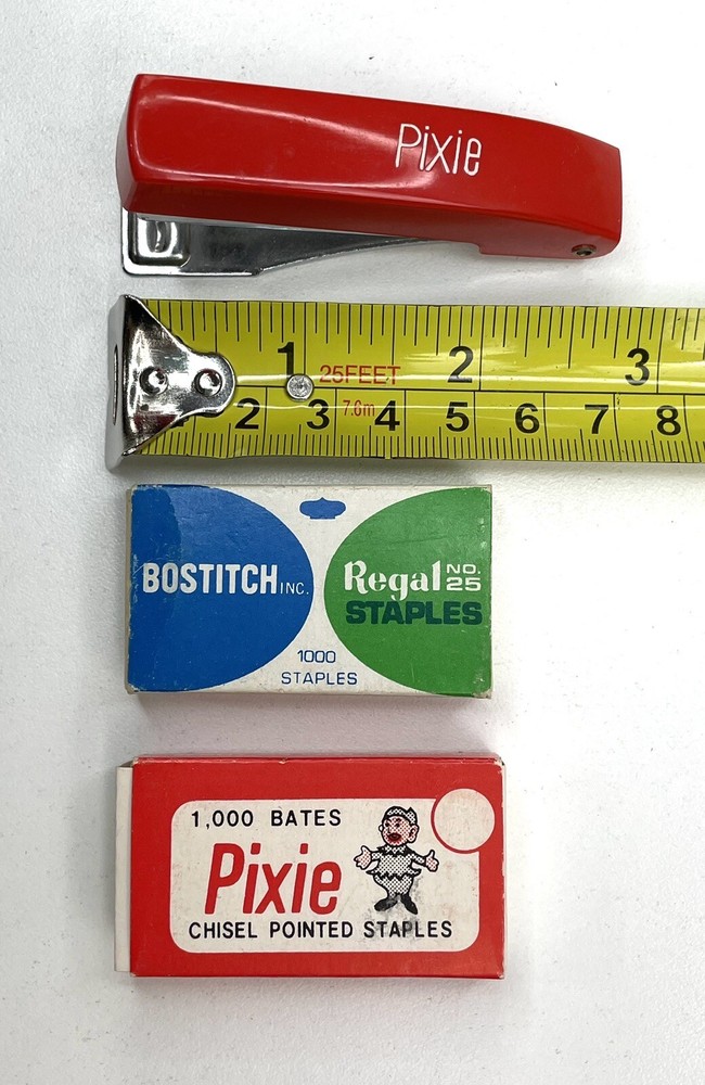 Bates Pocket Pixie Stapler Red with Box of Staples