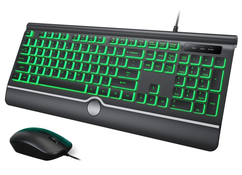 Wired Keyboard and Mouse Combo, Backlit Computer Keyboards with Wrist Rest, L...