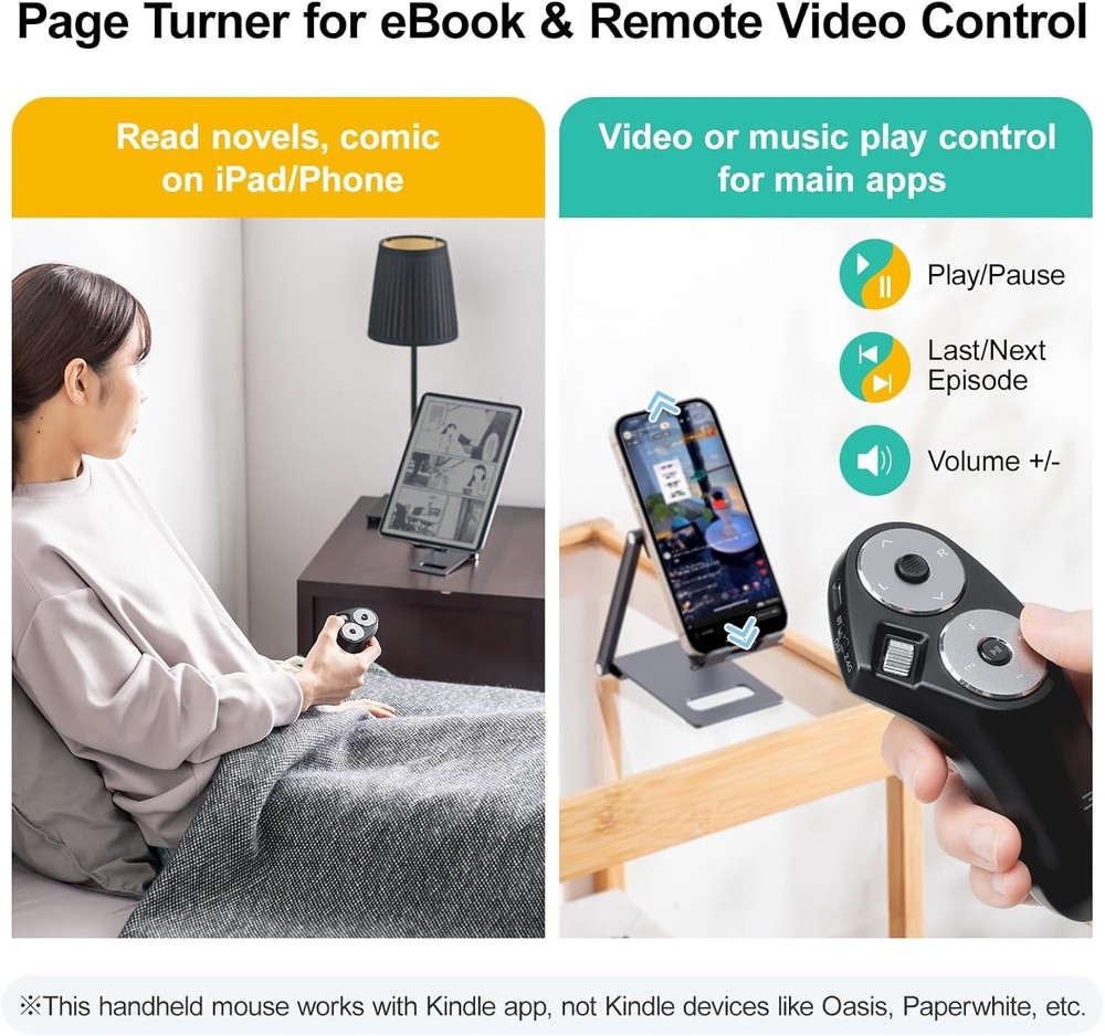 Rechargeable Bluetooth Mouse, 32ft Presentation Clicker, Lightweight & Portable