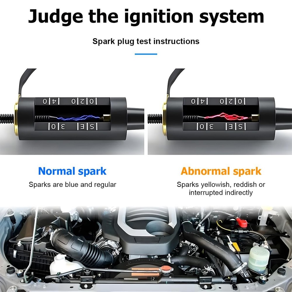 Spark Plug Tester, Adjustable Ignition Coil Tester, Ignition System Coil Diagnostic De...