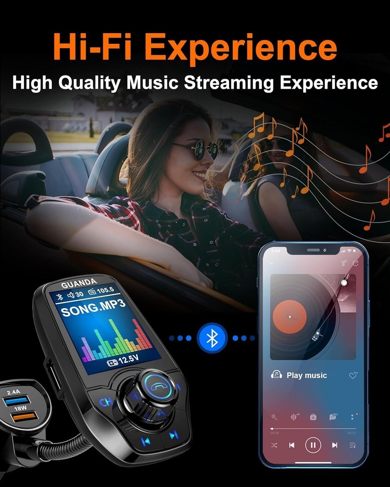 4-in-1 Bluetooth Car Transmitter with Hands-Free Call