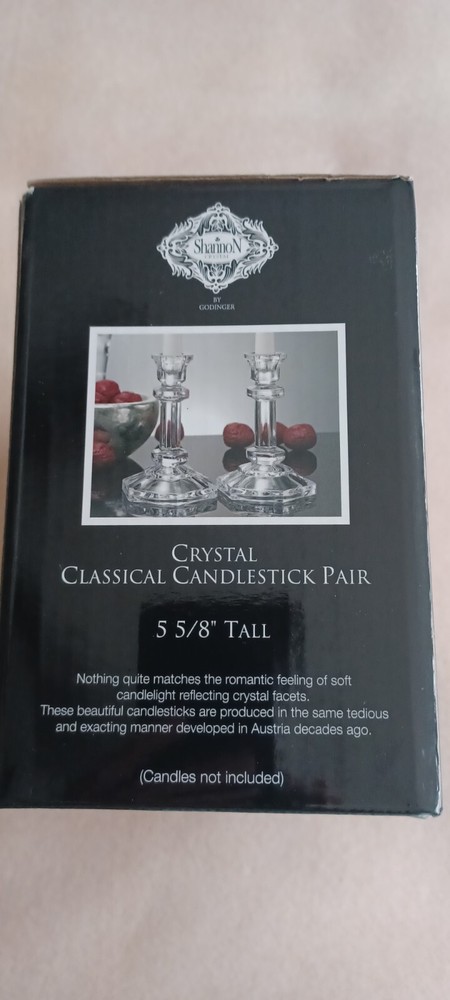 SHANNON BY GODINGER CRYSTAL CLASSICAL CANDLESTICK PAIR