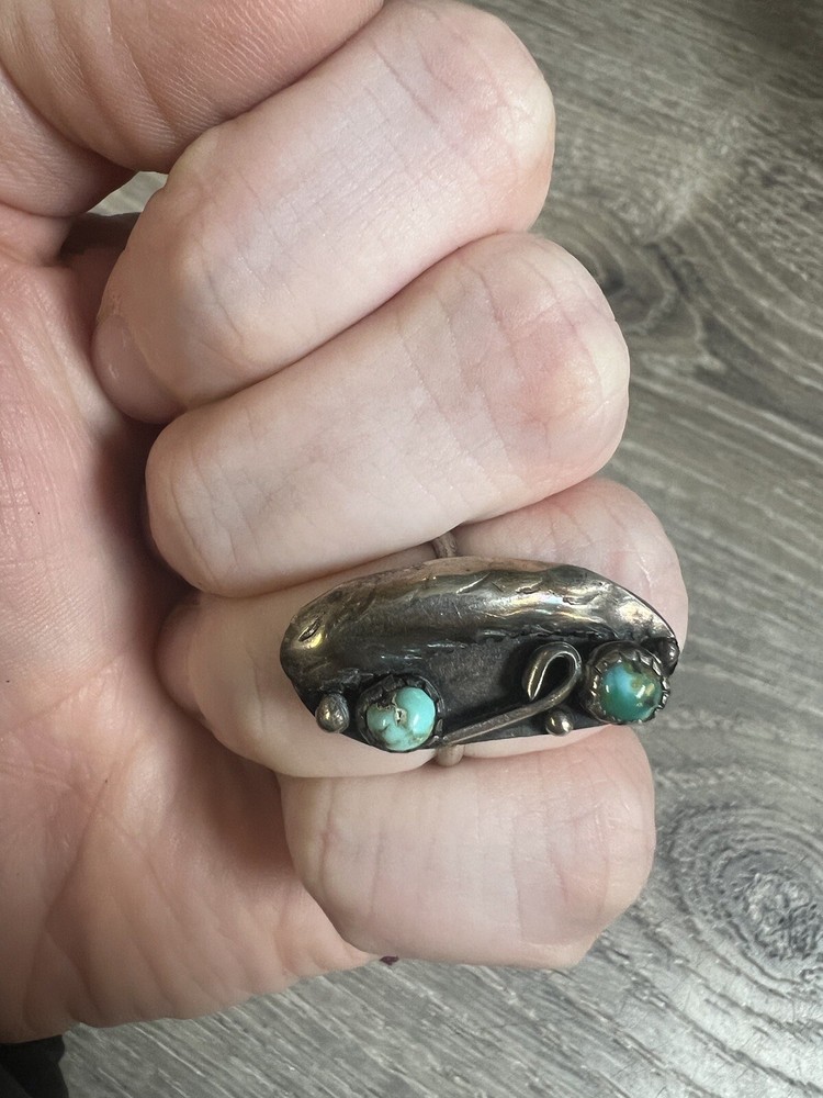 vintage silver turquoise ring Size 6.5 Bin 53