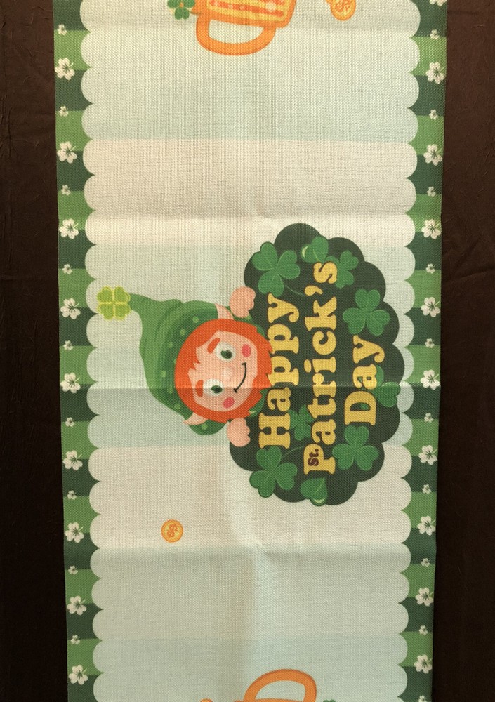 St. Patrick’s Day Table Runner Love Beer Leprechauns •Canvas •One-Sided