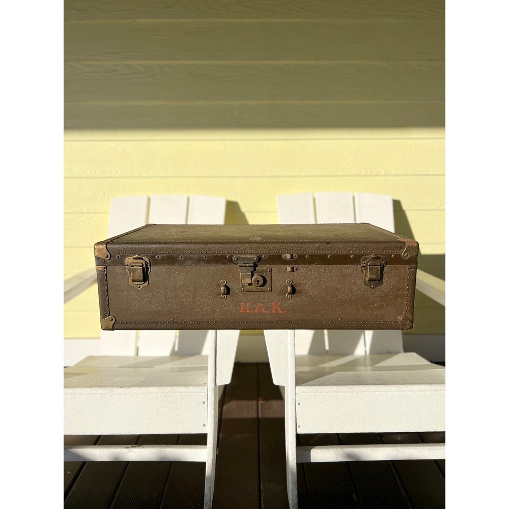 Vintage Oshkosh Steamer Trunk Suitcase