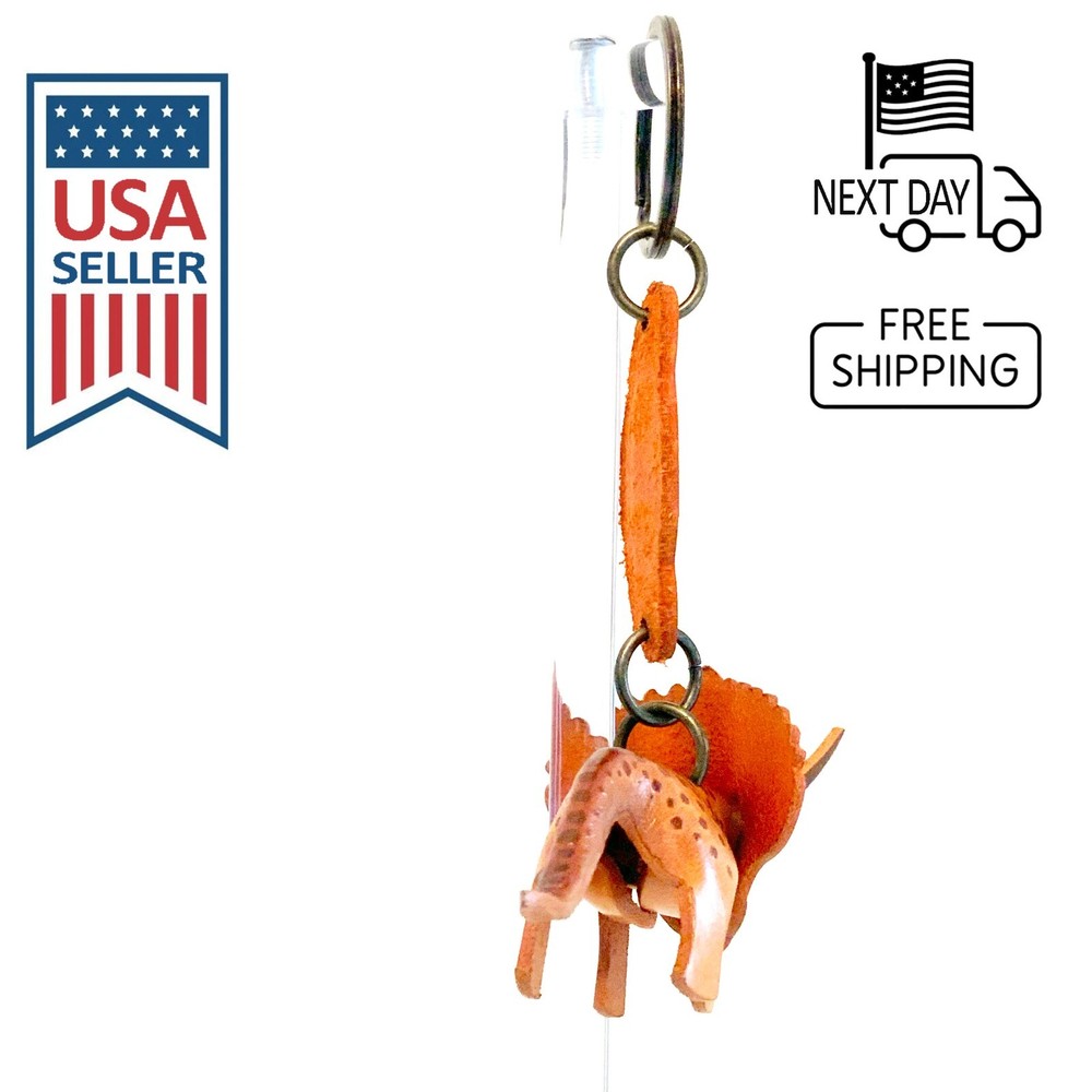 Triceratops Handmade Leather Keyring