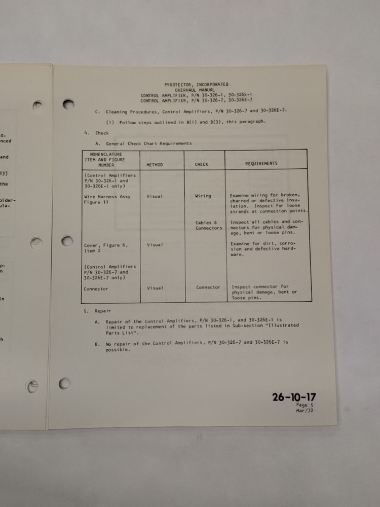 Pyrotector Incorporated Control Amplifiers Overhaul Manual-Original