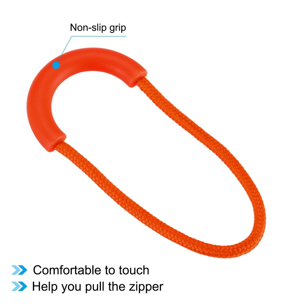 Zipper Pulls Replacement, 15 Pack Extension Cord Handle for Bags, Orange