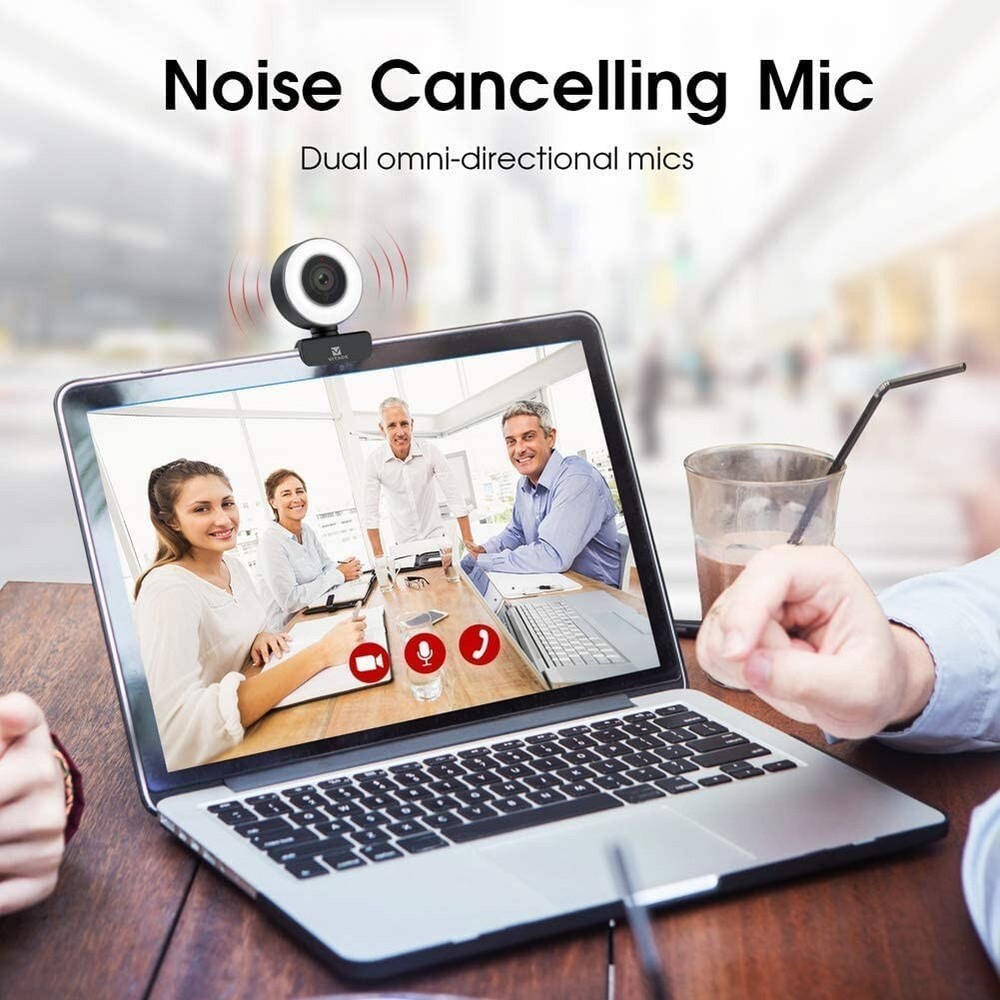 PC Webcam for Streaming HD 1080P with Ring Light & Microphone