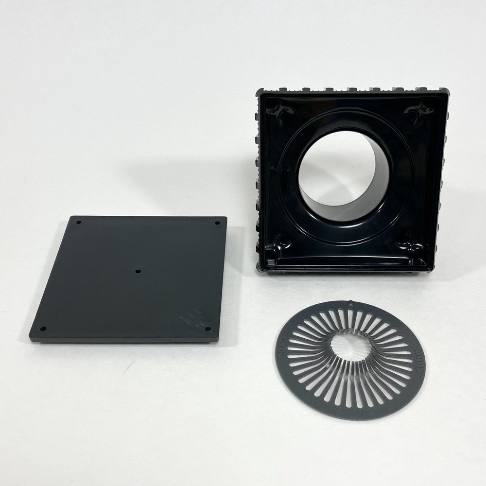 Ebbe E4404 Brushed Nickel Square Drain Grate and E4400 Drain Riser