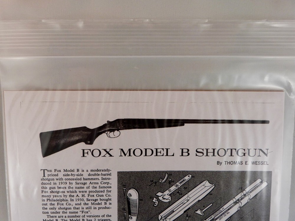 FOX MODEL B SHOTGUN BREAK DOWN INSTRUCTION KIT