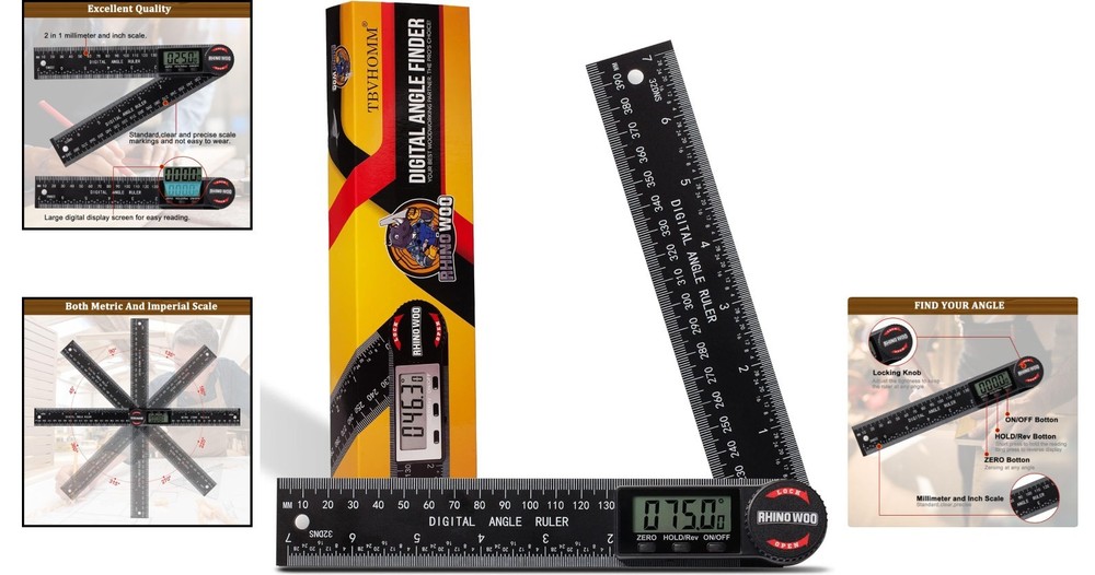Enhanced ABS Digital Protractor with Ruler (7 Inch) - Ideal for Professionals