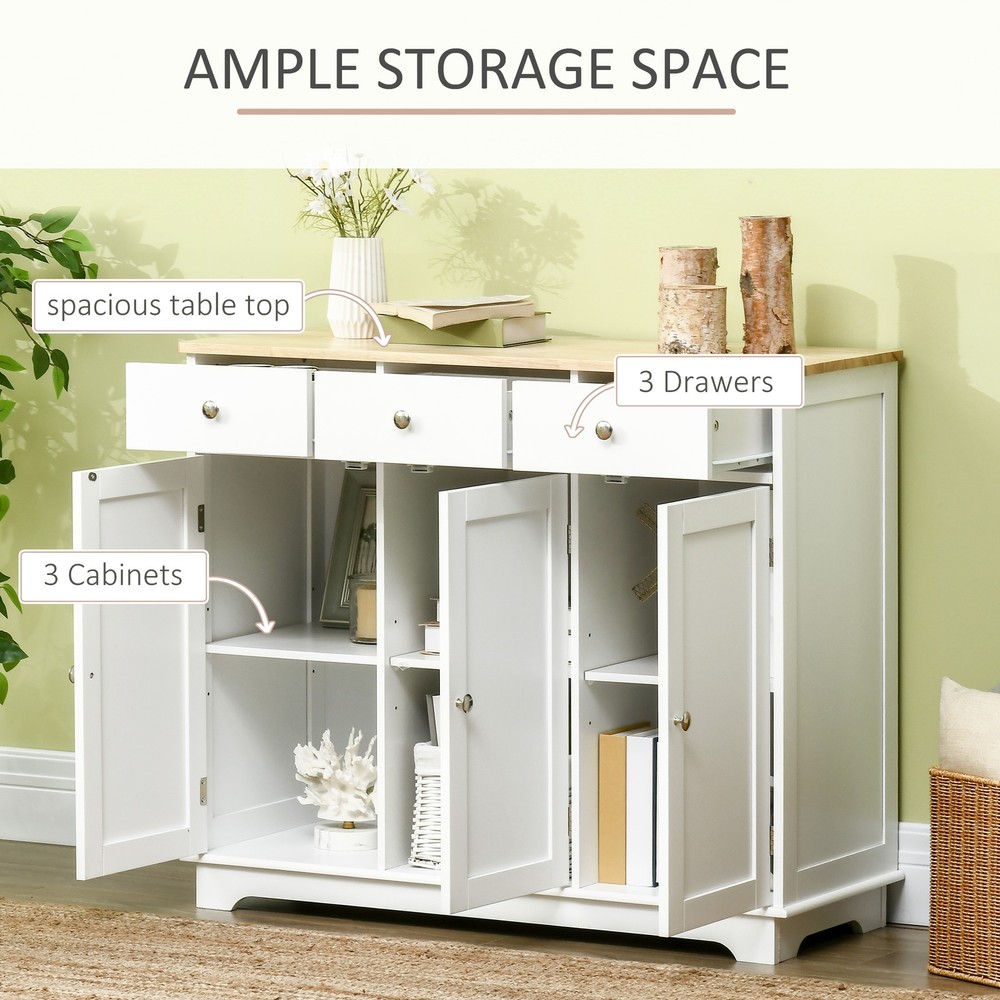 HOMCOM Sideboard with Solid Wood Countertop, Modern Kitchen Storage Cabinet, C