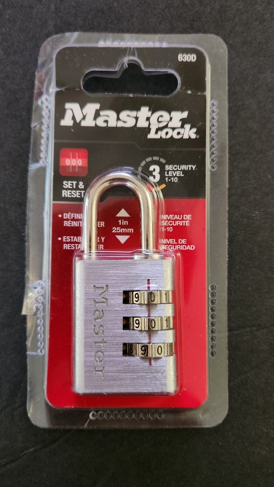 Master Lock 3-Digit Combination Lock Aluminum P64765 630D