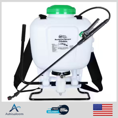 4-Gallon Backpack Sprayer Pump Pressure Adjustable Nozzle Padded Strap