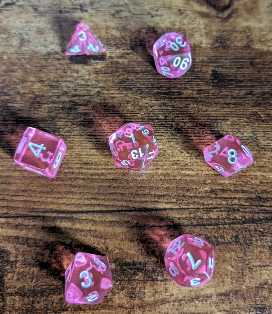 Pink Poly D&D Dice Set