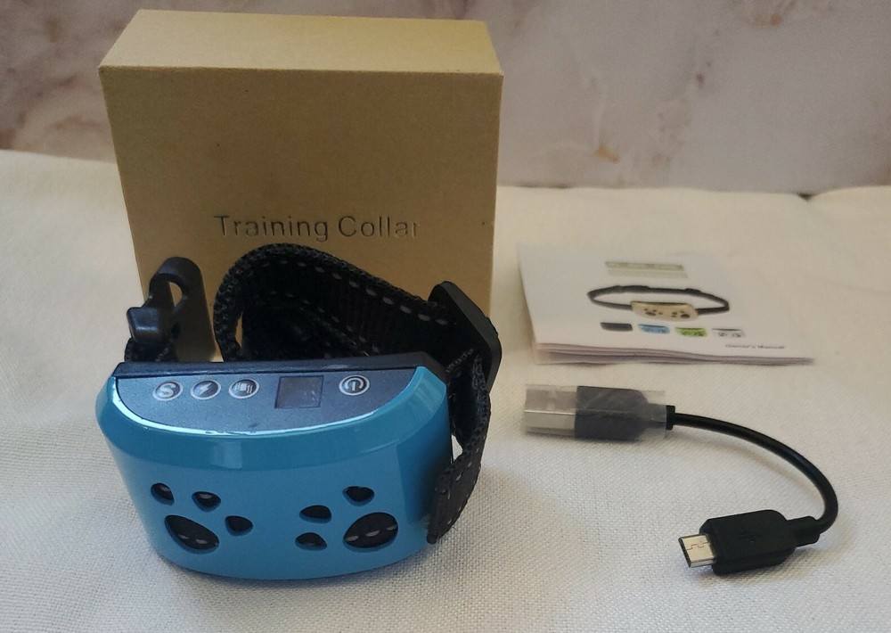 No Bark Training Collar w/Smart Detection Vibration & Harmless Shock-Blue