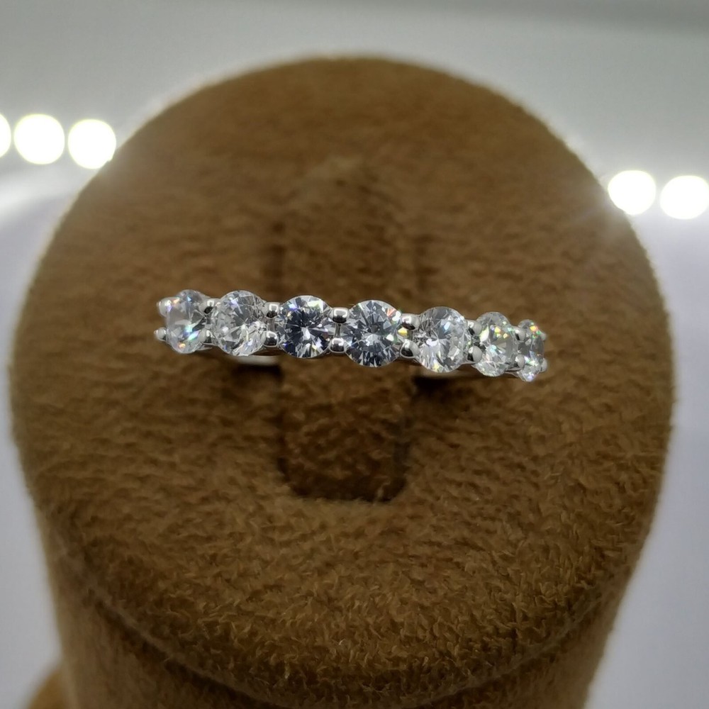 Stunning 925 Sterling Silver Moissanite Half Eternity Stackable Wedding Band