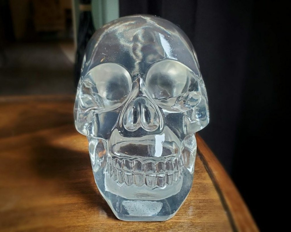 Translucent Human Clear Skull, Resin Crystal Skull, Oddities, Gothic Decor