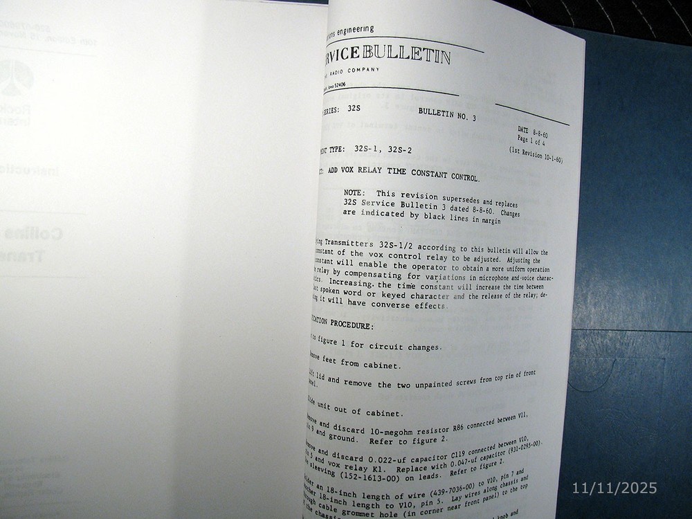 Reproduction Collins 32S-1 Transmitter Manual