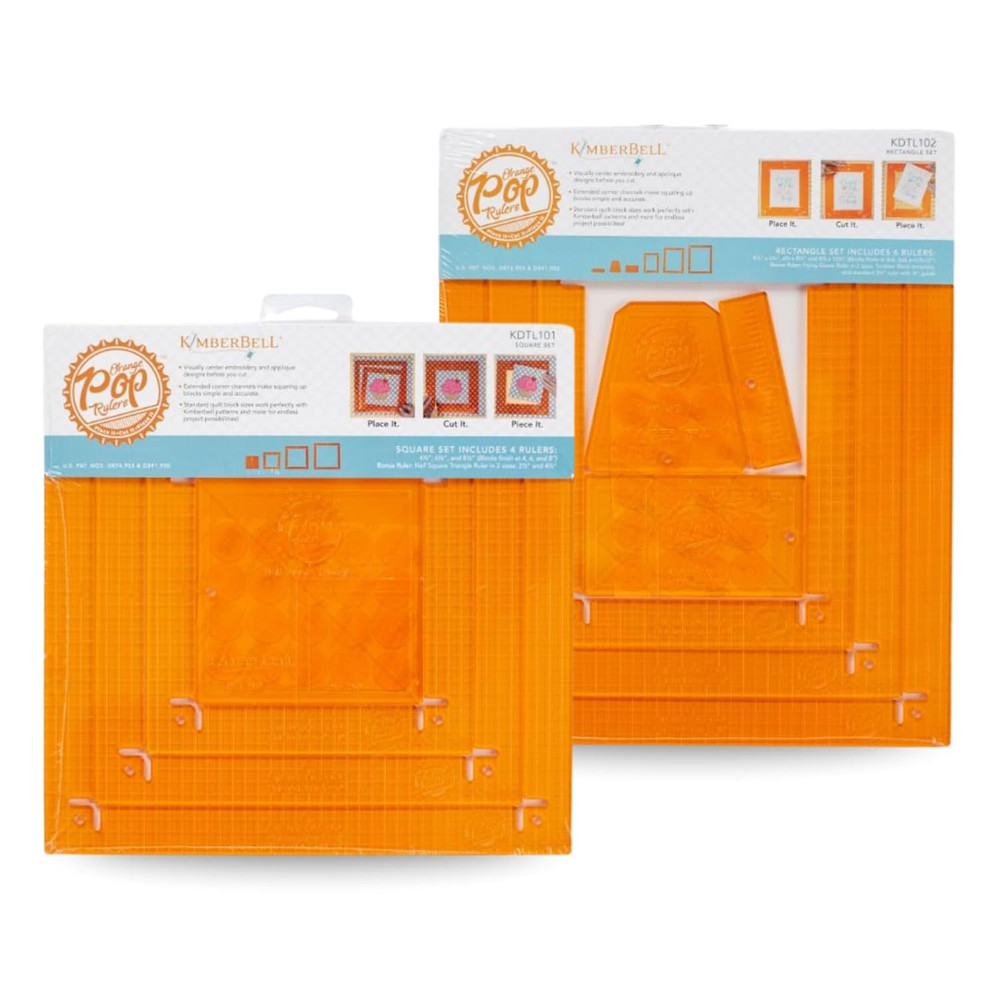 Orange Pop Rulers Set - 4 Square & 6 Rectangle for Easy Quilting & Sewing