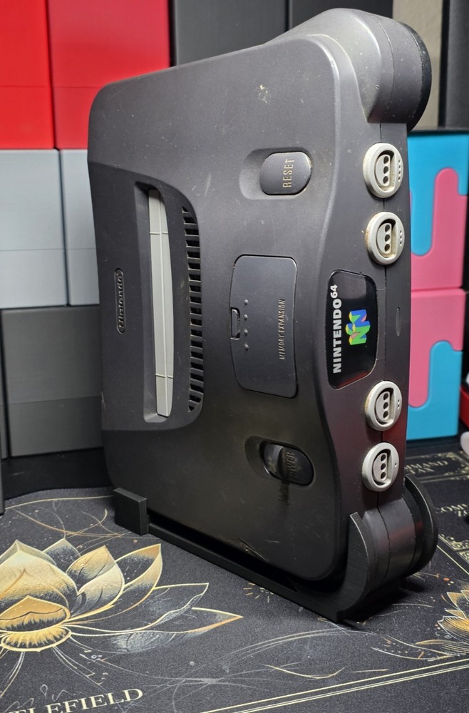 Nintendo 64 Vertical Stand | Custom 3D Printed N64 Display Mount | Space-Saving