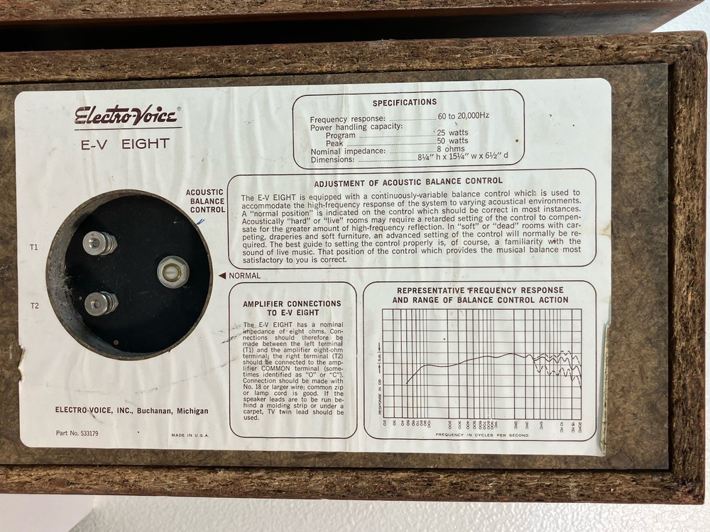 Electro-Voice Vintage Speakers EV Eight Pair Compact System