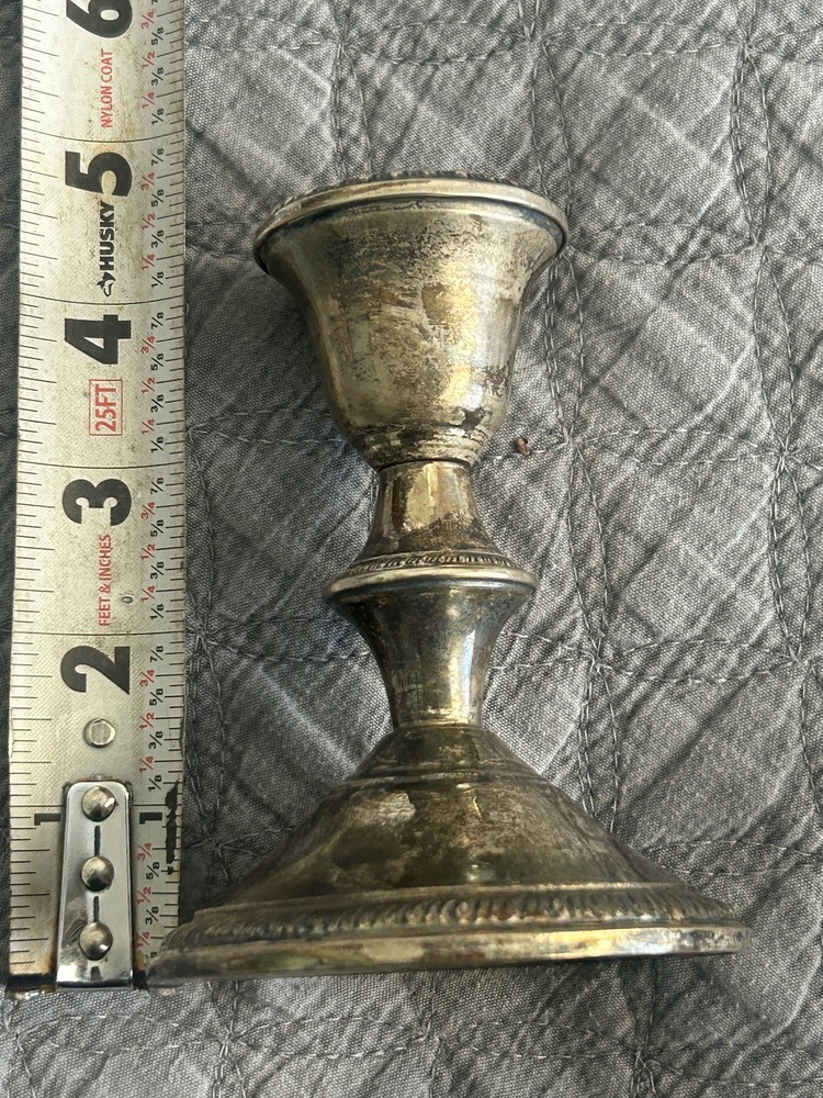 poole sterling weighted #299 candle stick,,,, 1 solid —1 dented