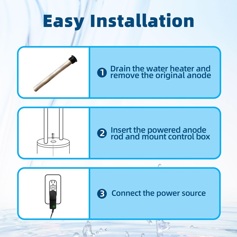 Powered Anode Rod for Water Heater, Electric Anode Rod to Eliminate Rotten Eg...