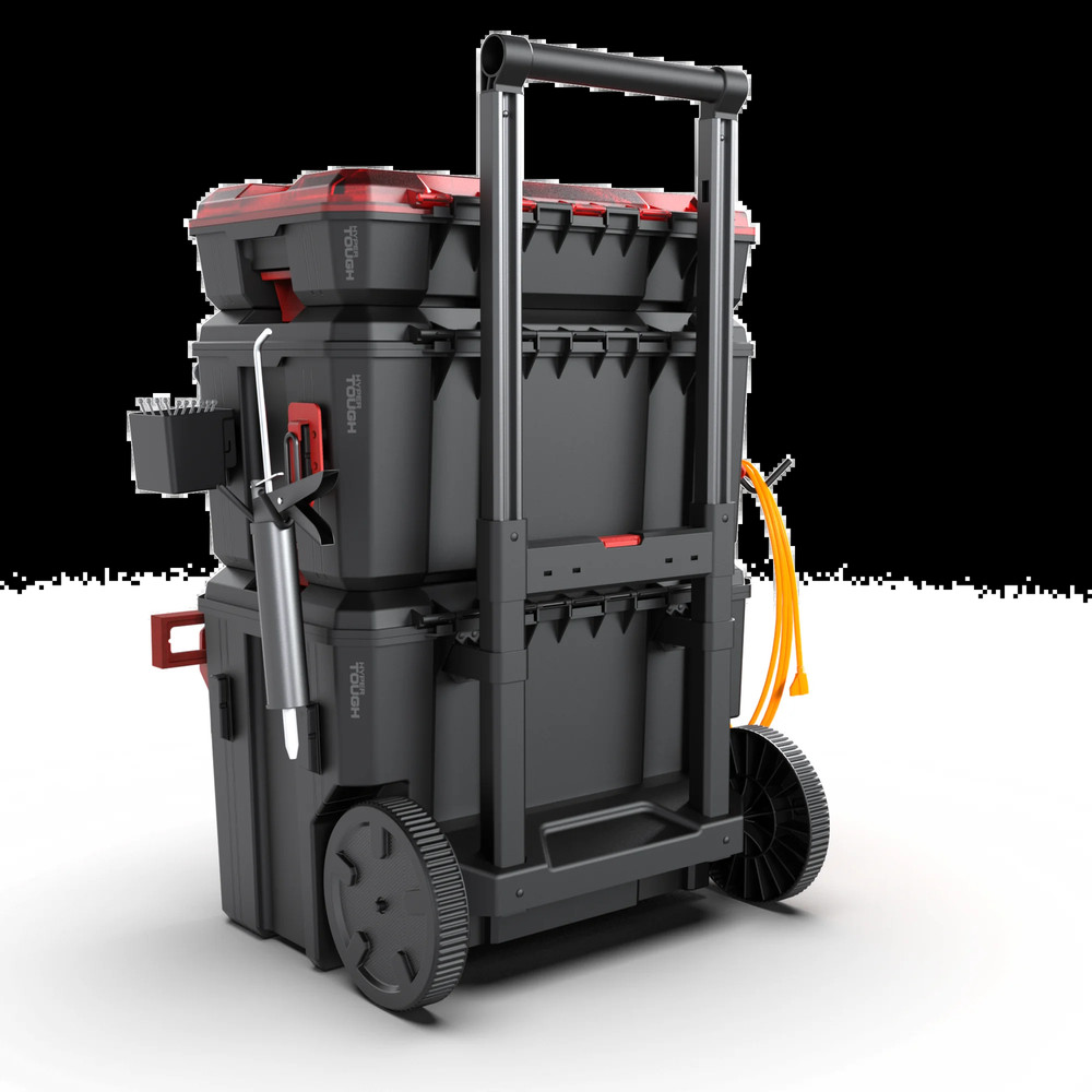 Hyper Tough Hyper Stack Heavy Duty 3 Piece Modular Rolling Toolbox System, Black