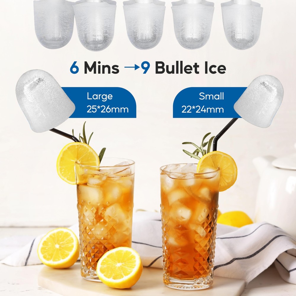 Countertop Ice Maker Machine Self-Cleaning with Scoop Basket & Handle