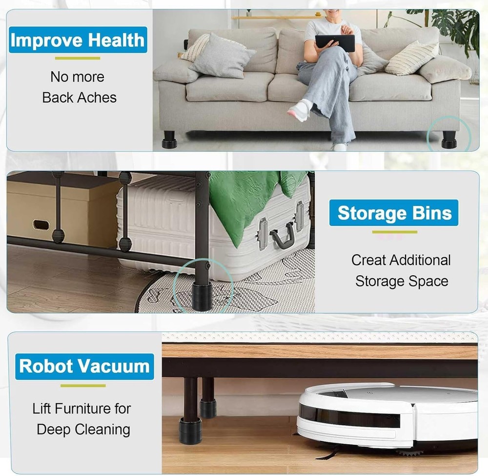Bed Risers Heavy Duty Adjustable Stackable Furniture Blocks 4 Pack
