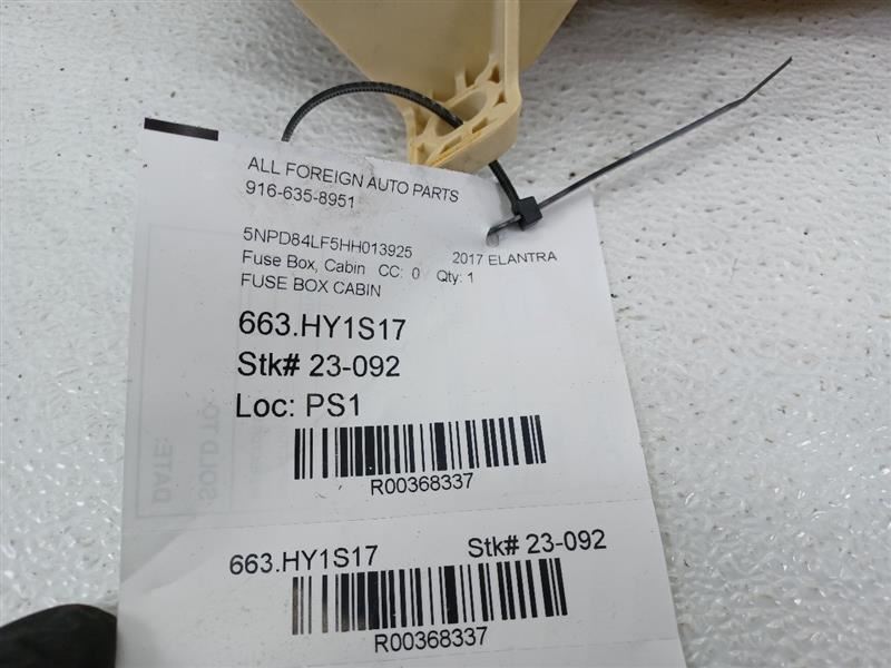 2017 Hyundai Elantra Fuse Box Cabin OEM