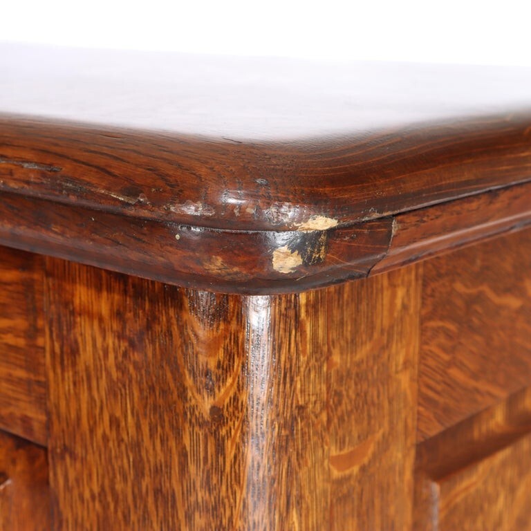 Derby Oak Raised Panel S-Roll Top Desk with Carved Pulls c1920