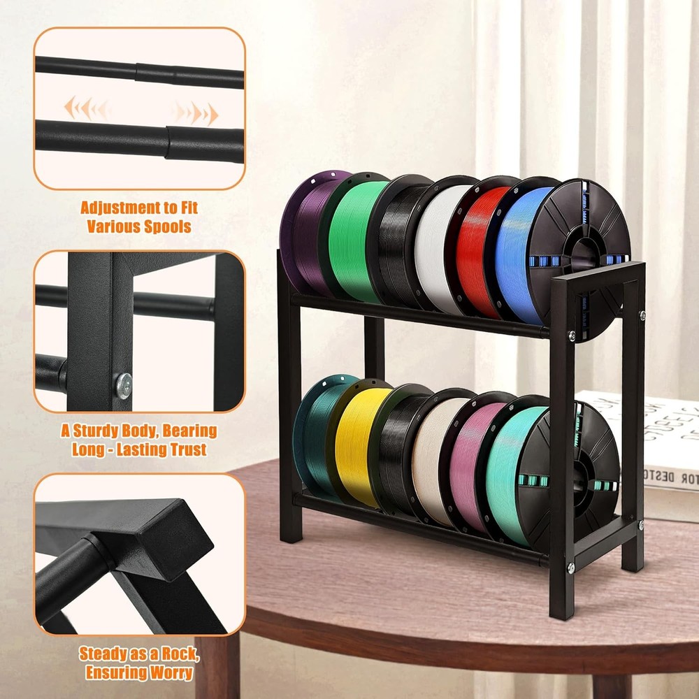 2 Tiers Expandable 3D Printer Filament Storage Rack Desktop – Adjustable