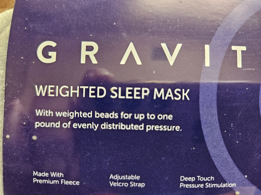 NIP Gravity Weighted Sleep Mask, Pale Gray, Soft, Adjustable Strap, Never Opened