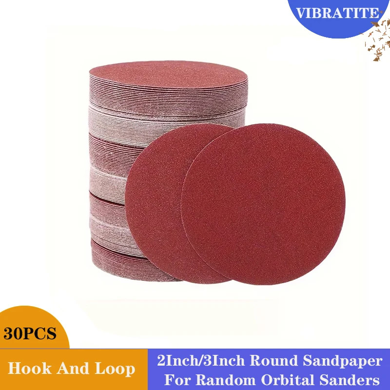 30PCS 2/3 Inch Sanding Discs Hook & Loop Sandpaper Abrasive SanderPaper for Poli