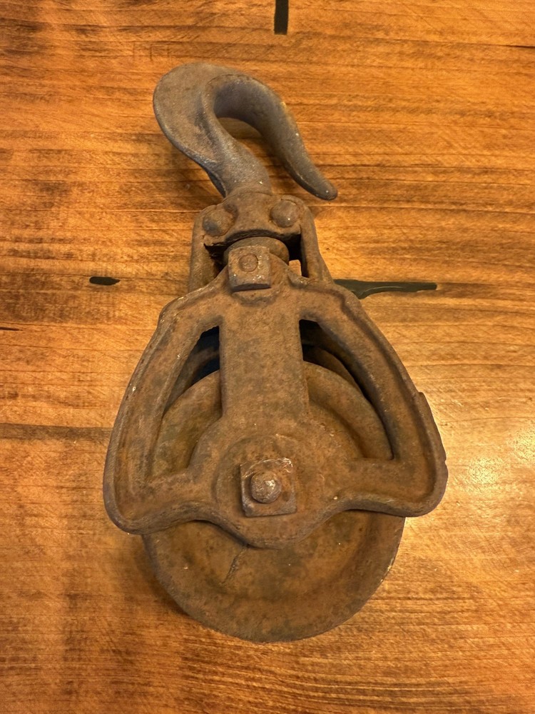 Vintage Rustic Cast Iron Block & Tackle Pulley