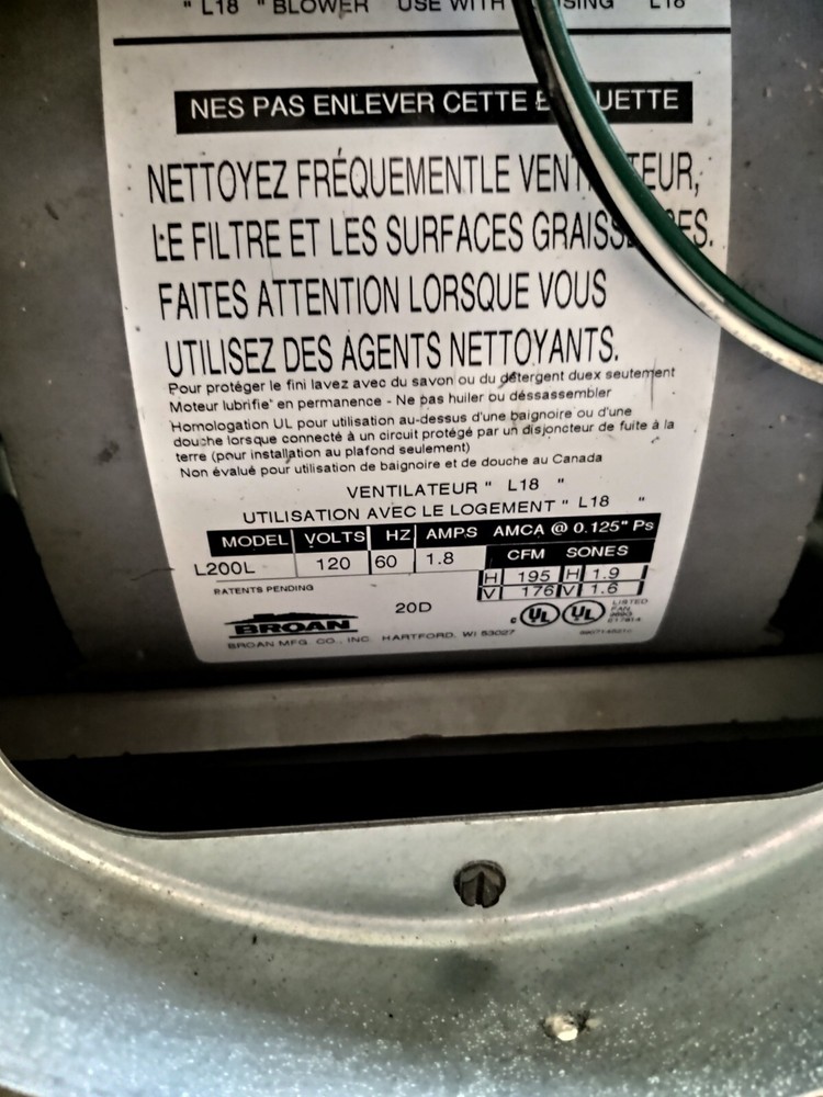 BROAN # L200L IN LINE VENTILATOR (LOSONE SELECT).