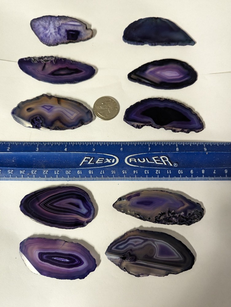 10 large thin agate slices per lot purple