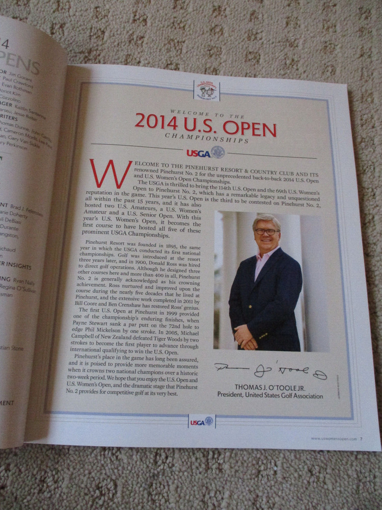 2014 US Open Official Magazine Program Pinehurst. First Back To Back Tournament